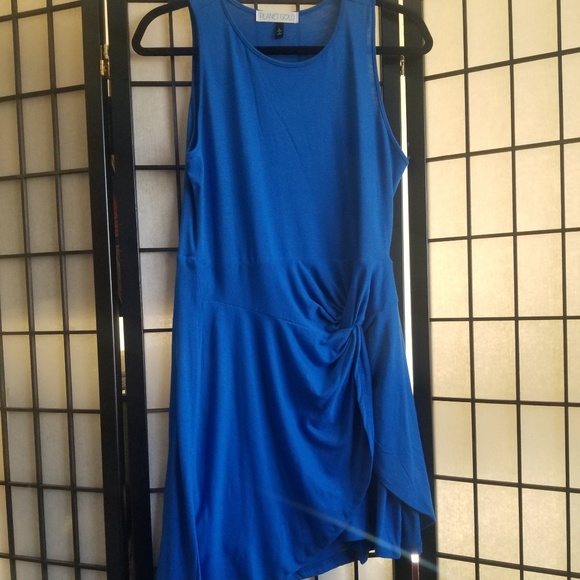 Nwot blue asymmetrical twist mini dress - Picture 2 of 8